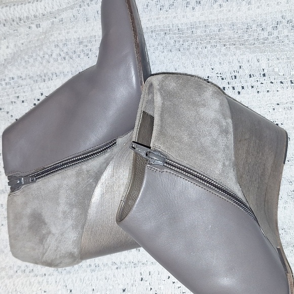 COCLICO MADE IN SPAIN LEATHER AND SUEDE ZIP WEDGE HEEL BOOTIES - Picture 10 of 10